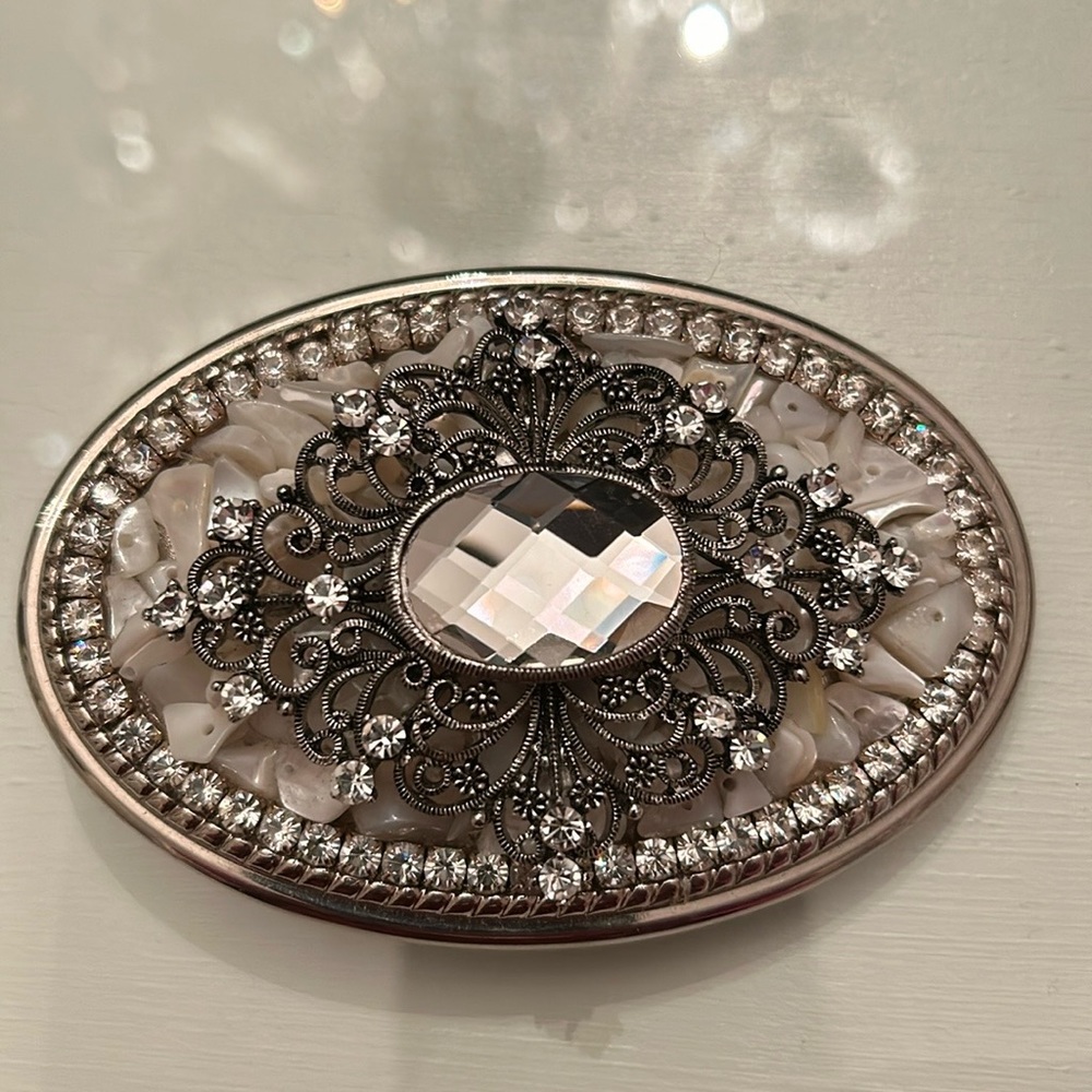 Vintage Stone and crystal belt buckle - Picture 7 of 14